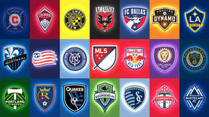 Major League Soccer 球隊標誌網格，帶有發光霓虹效果。 — 運動 壁紙