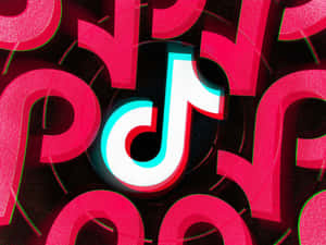 TikTok標誌與發光的粉紅色抽象形狀在深色背景上 — TikTok 動圖 壁紙
