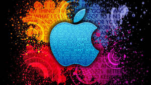 充滿活力的Apple標誌，帶有勵志文字和色彩繽紛的潑濺，黑色背景。 — 最酷的桌面 壁紙