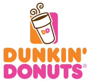Dunkin' Donuts標誌，以橙色和粉紅色顯示咖啡杯和品牌名稱。 — Dunkin Donuts 壁紙