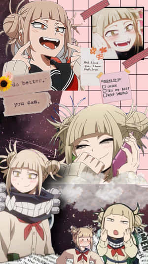 穿著校服的動漫女孩，帶有勵志筆記和星空背景。 — 渡我被身子 壁紙
