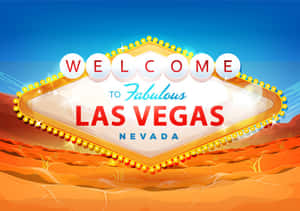 Welcome to Fabulous Las Vegas 標誌在沙漠日落時閃耀。 — 沙漠 壁紙