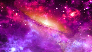 充滿活力的紫色和粉紅色星雲在宇宙星系中與發光的星星一起旋轉。 — 宇宙 壁紙