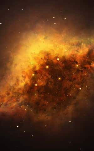 深空中散佈著星星的火熱橙色和金色星雲。 — Galaxy Tab Active 壁紙