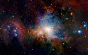 充滿活力的宇宙星雲，在深空中散發著發光的氣體和星星。