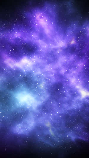 深邃太空中充滿閃爍星星的鮮豔紫色和藍色星雲。 — 美學藍色 iPhone 壁紙
