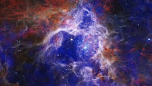 充滿活力的宇宙星雲，有旋轉的藍色和紅色雲朵以及明亮的星星。 — 太空 壁紙