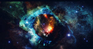 充滿活力的宇宙星雲，在深空中帶有旋轉的氣體和發光的星星。 — 太空 壁紙