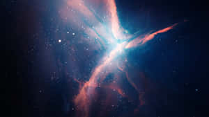 充滿活力的宇宙星雲，在深空中有粉藍色的雲彩和明亮的星星。 — iMac 壁紙