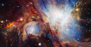 充滿活力的宇宙星雲，在深空中帶有發光的雲層和明亮的星星。 — 宇宙 壁紙