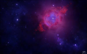 在無數星星中，深空中閃耀著充滿活力的紅色和紫色星雲。 — 宇宙 壁紙