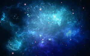 在深空中充滿星星的發光藍色和藍綠色星雲。 — 藍色銀河 壁紙