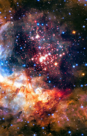 深空中帶有發光恆星和彩色氣體雲的充滿活力的宇宙星雲。 — 星星 壁紙