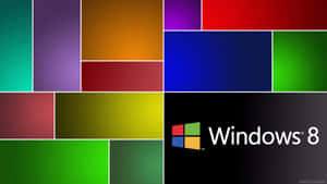 Windows 8標誌搭配彩色幾何塊背景 — 簡約暗黑美學 壁紙
