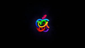 彩虹Apple標誌在太空中與星星一起發光