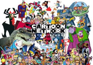 Cartoon Network 20歲生日慶祝， featuring 一個由深受喜愛的動畫角色組成的生動拼貼畫。 — 美式卡通 壁紙