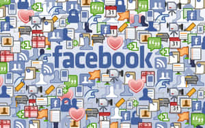 Facebook標誌被社交媒體圖示和符號包圍。 — 2880x1800 壁紙