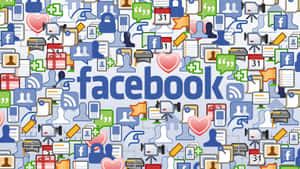 Facebook標誌被社交媒體圖示和符號包圍。 — 社群媒體 壁紙