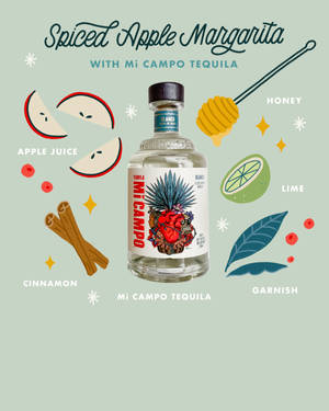 使用 Mi Campo 龍舌蘭酒和裝飾的香料蘋果瑪格麗特插圖食譜。 — 4:5 壁紙