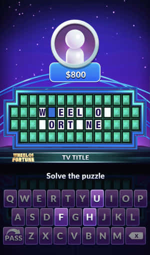 Wheel of Fortune 遊戲畫面，包含謎題和鍵盤 — Tecno Megapad 壁紙