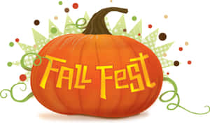 橙色南瓜，帶有「Fall Fest」文字和綠色藤蔓，用於秋季慶祝活動。 — MacBook Air 壁紙
