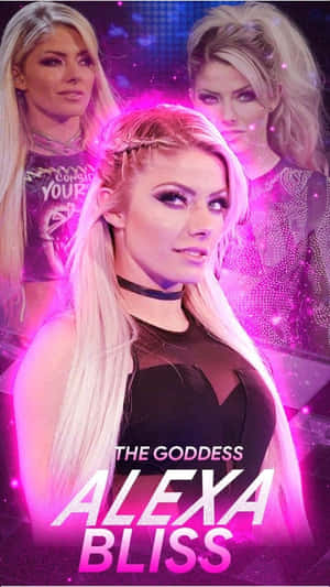 摔角手Alexa Bliss在粉紅色燈光舞台表演中，身後有鏡像版本。 — Alexa Bliss 壁紙