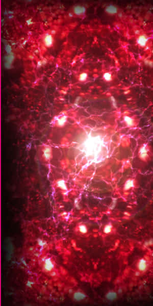 充滿活力的紅色宇宙星雲，帶有發光的電脈絡和明亮的星狀爆發。 — 抽象 壁紙