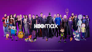 HBO Max標誌被其動畫和真人角色環繞。 — HBO 壁紙