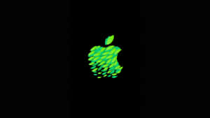 黑色背景上的綠色葉子Apple標誌 — 蘋果 壁紙