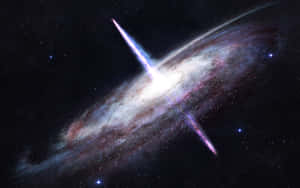 一個螺旋星系，帶有發光的紫色和白色旋臂，在星空背景下閃耀。 — 美麗的夜晚 壁紙