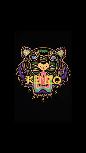 Kenzo Paris 老虎標誌，霓虹色，黑色背景 — 妖狐藏馬 壁紙