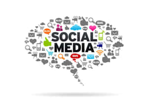 圖形設計顯示社交媒體圖示形成一個對話氣泡，並帶有文字 social media。 — 乾淨 壁紙