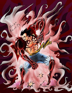 四檔形態的動漫角色帶著能量效果出拳。 — 魯夫美學 壁紙