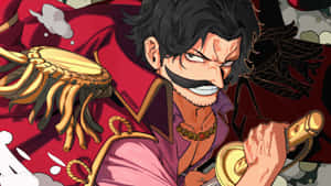 動漫海盜，留著黑色鬍子，身穿紅色外套，在戰鬥中手持金色劍。 — 神鬼奇航 壁紙