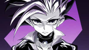 動漫角色有尖刺白色和黑色頭髮，紫色背景 — 遊戲王 壁紙