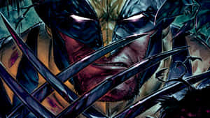 金鋼狼（Wolverine）眼睛發光，爪子伸出，漫畫風格。 — 野獸先生 壁紙