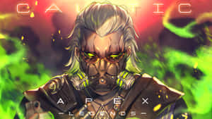 來自Apex Legends的蒙面動漫角色，眼睛發光。 — 標誌 壁紙