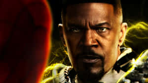 Samuel L Jackson 飾演的 Nick Fury 帶有發光的黃色能量效果。 — 蜘蛛人離家日 壁紙