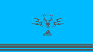 Adidas 標誌，帶有龍圖案，背景為藍色條紋 — 愛迪達 GIF 壁紙