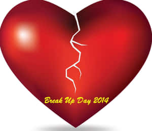 一個紅色碎裂心形，帶有文字「Break Up Day 2014」 — 悲傷抑鬱 壁紙