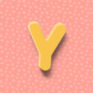 光滑黃色3D字母Y在粉紅色圓點背景上 — 字母 y 壁紙