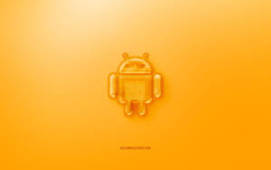 光澤橙色Android機器人圖示在漸變背景上 — 花朵 壁紙
