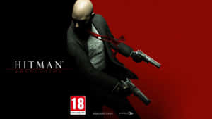 Hitman Absolution 刺客手持兩把手槍，背景為紅色和黑色。 — 刺客教條 壁紙