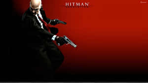 Hitman Absolution 刺客在紅色背景上瞄準兩把手槍 — 刺客教條 壁紙