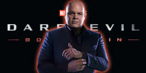 Daredevil 角色海報，帶有發光的橙色光環和粗體文字。 — 文森·梵谷 壁紙