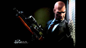 身穿西裝的Hitman Contracts角色在室內拿著狙擊步槍 — 電玩遊戲 GIF 壁紙