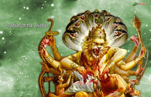 神聖的獅頭神祇，多臂並戴著眼鏡蛇王冠，在宇宙戰鬥中屠殺惡魔。 — Maa Durga 壁紙