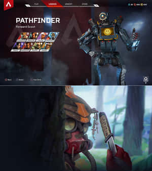 遊戲介面顯示Pathfinder角色及下方的森林潛行場景。 — 榮耀Magic V Flip 2 壁紙
