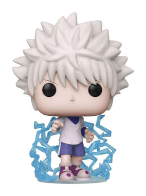 動漫角色Funko Pop公仔，白色刺蝟頭髮，藍色能量光環。 — 小傑與奇犽 壁紙