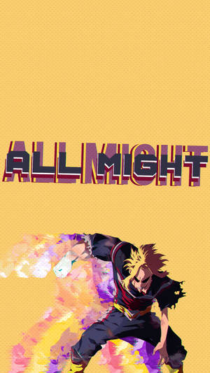 動漫角色 All Might 以英雄姿勢展現多彩能量爆發。 — 我的英雄學院 壁紙